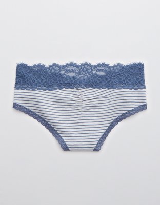 Aerie Cotton Eyelash Lace Striped Cheeky Underwear