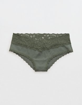 American Eagle AERIE LACE CHEEKY Undies White Navy Olive Small