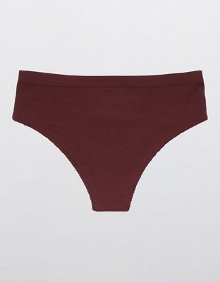 Aerie Undie Cheeky de algodón en punto elástico con encaje Fa La