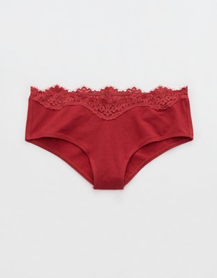 Superchill Cotton Ruched Lace Trim Cheeky Underwear