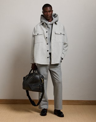 Женские куртки American Eagle AE77 Oversized Shacket, цвет: Меланжевый серый — фото 1