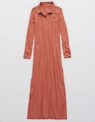 Aerie Ribbed Polo Midi Dress