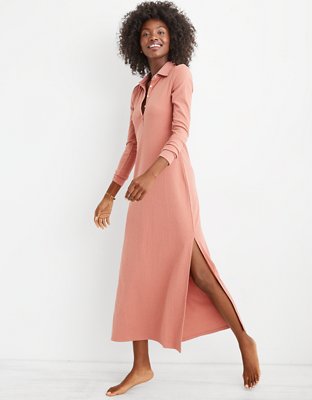 Aerie Ribbed Polo Midi Dress