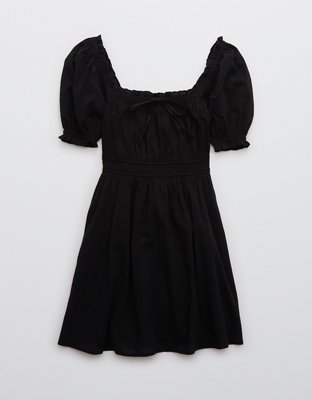 Aerie Women's Black Balloon Sleeve Smocked Waist Ruffle Mini Dress Size XS  - $32 - From Natalia