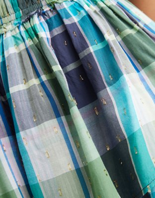 Aerie Plaid Ruffle Mini Dress