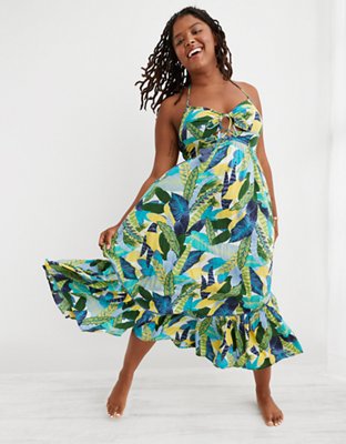 aerie seersucker halter maxi dress Aerie Seersucker Halter Maxi Dress