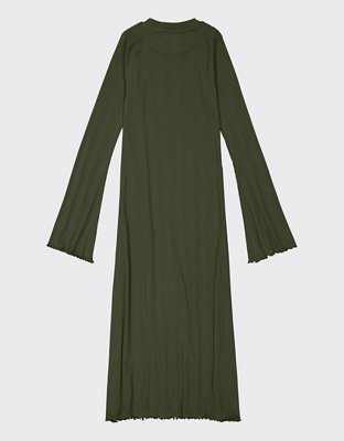 Aerie Ribbed Knit Long Sleeve Midi Dress