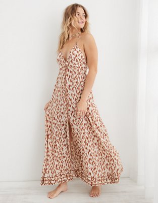 aerie printed maxi dress Aerie Button Front Maxi Dress
