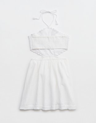 Aerie Pool-To-Party Crochet Halter Mini Dress