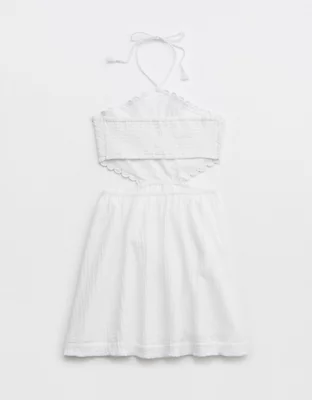 Aerie Pool-To-Party Crochet Halter Mini Dress
