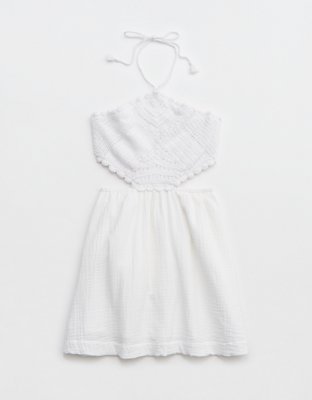 Aerie Pool-To-Party Crochet Halter Mini Dress