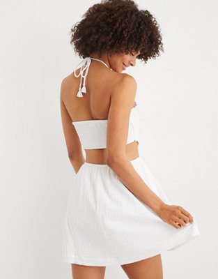 Aerie Pool-To-Party Crochet Halter Mini Dress