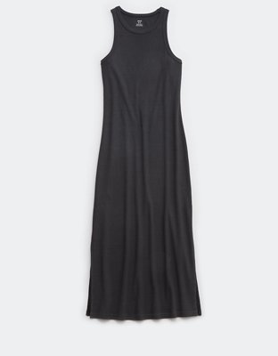 Aerie Vestido Midi en Punto Elástico con Cuello Alto
