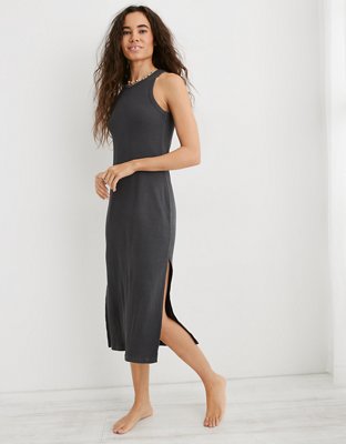 Aerie High Neck Ribbed Midi Dress