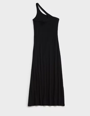 Aerie One Shoulder Ribbed Midi Dress