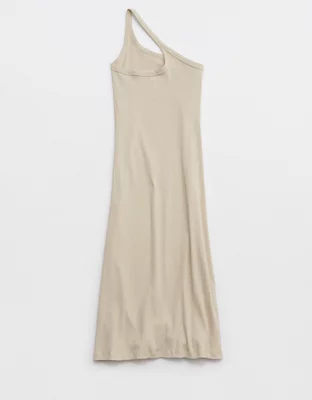 Aerie One Shoulder Ribbed Midi Dress