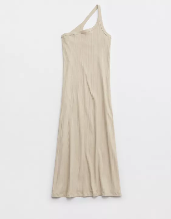 Aerie One Shoulder Ribbed Midi Dress
