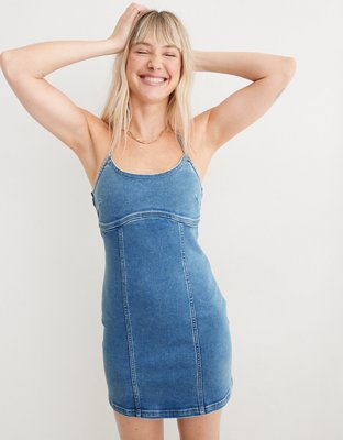 Aerie Corset Denim Halter Dress