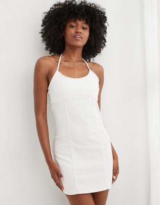 White halter store top bodycon dress