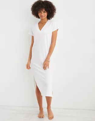 Aerie Extreme V Neck Boyfriend TShirt Midi Dress