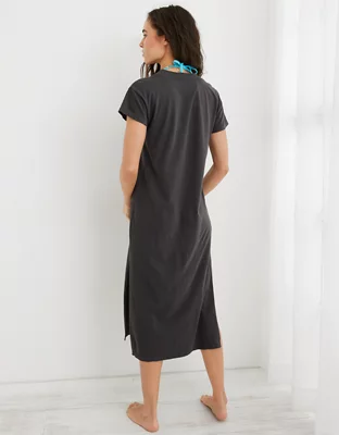 Aerie Extreme V Neck Boyfriend T-Shirt Midi Dress