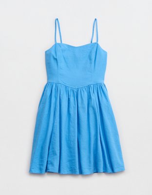 slim fit dress slacks Pleats and Flare Stretchy Linen Mini Dress main image 1
