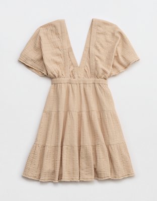 aerie pool-to-party flutter sleeve dress Aerie Gauzy Flutter Sleeve Dress