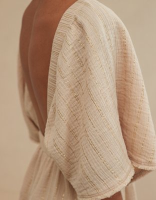 Aerie Gauzy Flutter Sleeve Dress