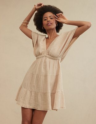 Aerie Gauzy Flutter Sleeve Dress