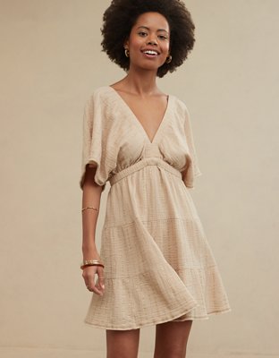 Aerie Gauzy Flutter Sleeve Dress