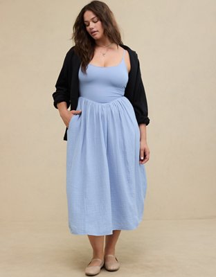open lace back dress Linen Ribbed Midi Polo Dress in Black main image 1