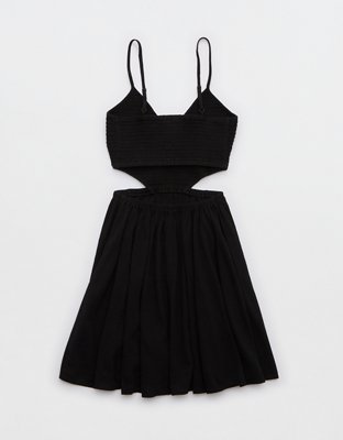 aerie cut out knot dress Aerie Smocked Cut Out Mini Dress