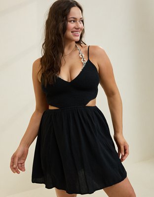 Aerie Smocked Cut Out Mini Dress