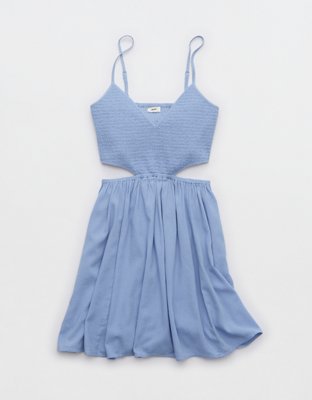 Aerie Smocked Cut Out Mini Dress