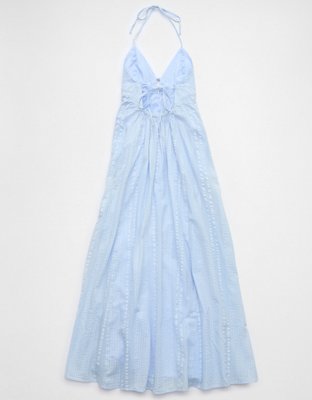 Aerie Seersucker Halter Maxi Dress