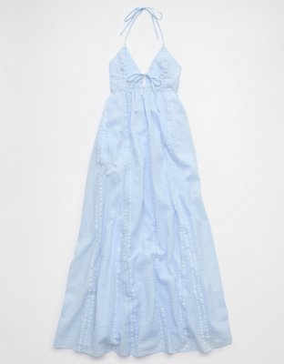 Aerie Seersucker Halter Maxi Dress