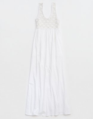 Aerie Crochet Maxi Dress Womens White XS 20$