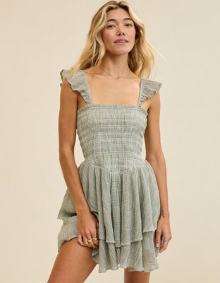 Aerie Plaid Handkerchief Mini Dress