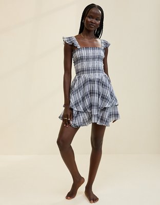 Aerie Plaid Handkerchief Mini Dress