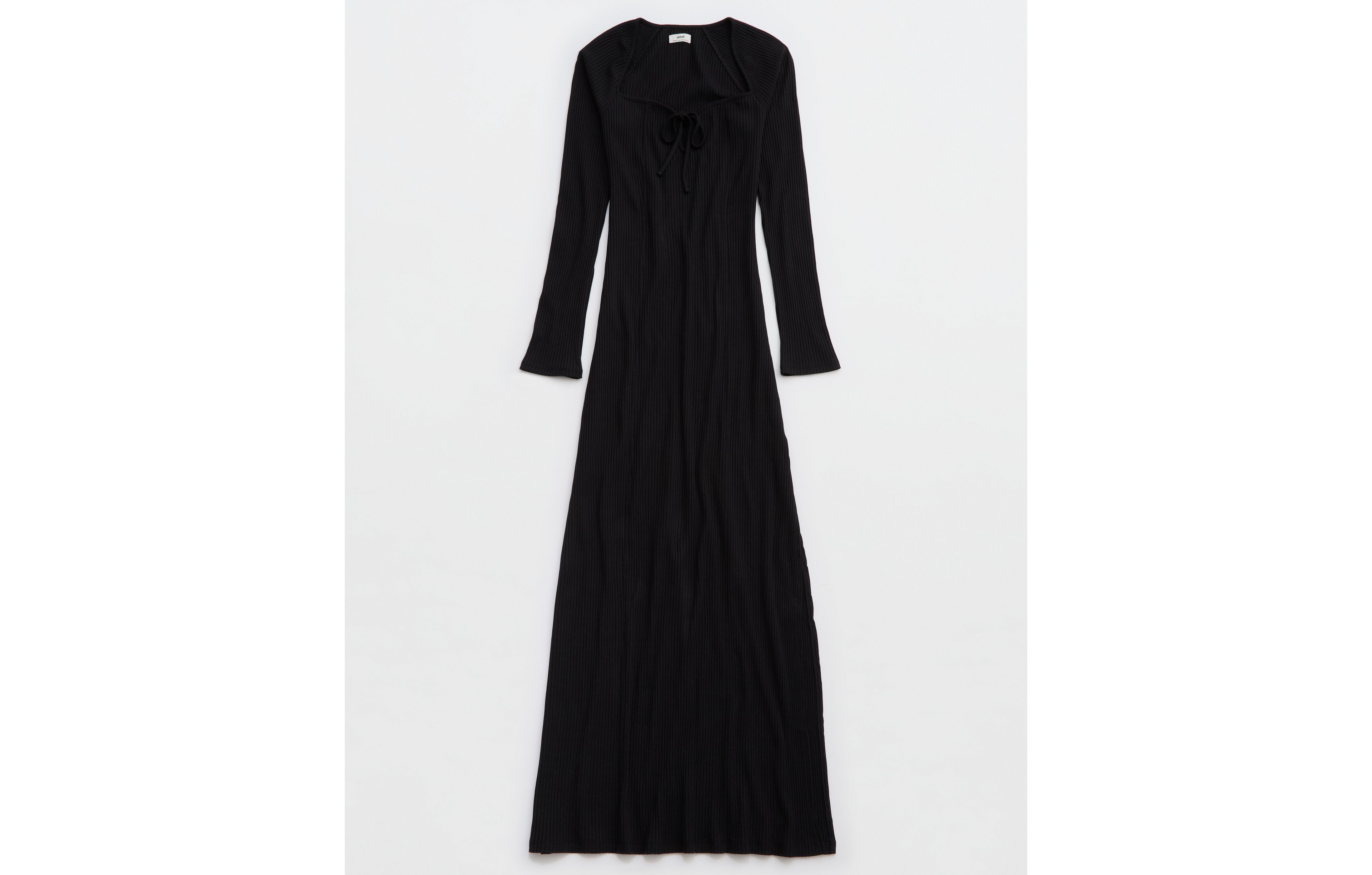 Aerie Long Sleeve Knit Tie Front Maxi Dress