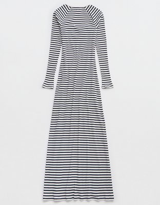 Aerie Long Sleeve Knit Tie Front Maxi Dress