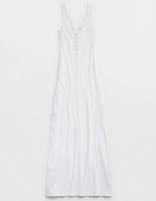 Aerie Double V Henley Bodycon Maxi Dress Womens White XXL 24$