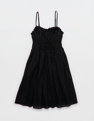 Aerie Tie Front Mini Dress Womens True Black S 22$