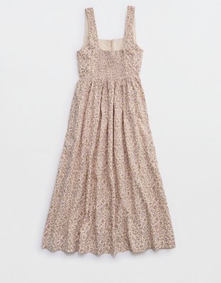 white v neck linen dress Lucienne Smocked Linen Maxi Dress