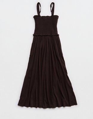 Aerie at The Barre Smocked Dress Women's Deep Earth Xs