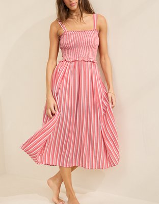 AE Sunchaser Smocked Knit Midi Dress | American Eagle