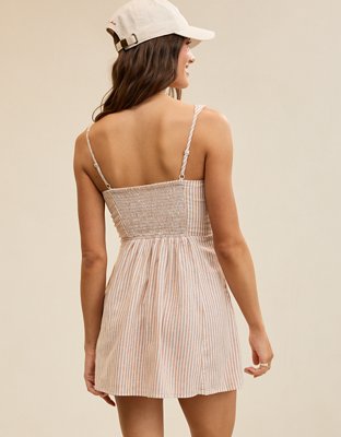 aerie linen flutter mini dress Aerie Emerald Linen Blend Flutter Mini