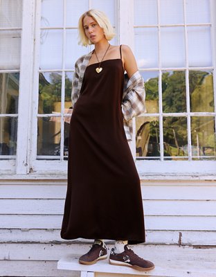 OVERSLEPT by Aerie Liquid Satin Maxi Slip Dress