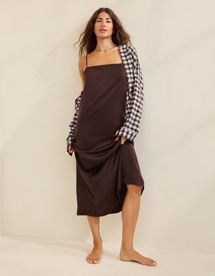 OVERSLEPT by Aerie Liquid Satin Maxi Slip Dress