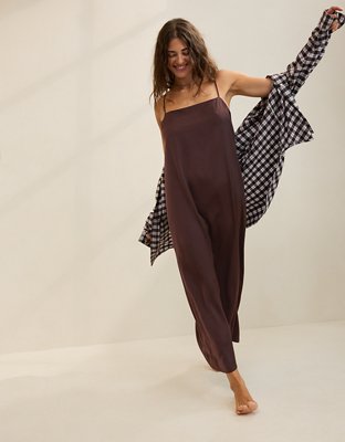 OVERSLEPT by Aerie Liquid Satin Maxi Slip Dress